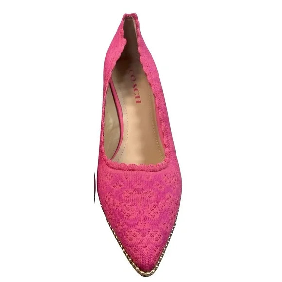 Coach Waverly Fuchsia Pink Textured Knit Pointed Toe Stiletto Heels Pumps Sz 8.5 - Picture 5 of 5